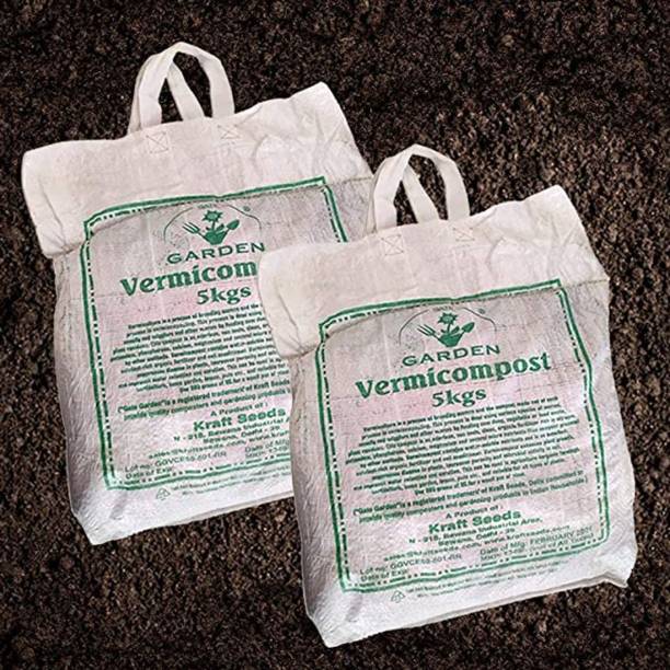 kraftseeds Vermicompost for All Kinds of Plants 10kg, Black Gold, Complete Food for The Soil, Enriched with Cow Urine, 100% Organic Manure