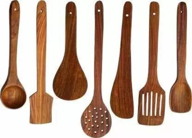 Ansaa handicrafts Wooden Serving and Cooking Spoons Nonstick Cookware Kitchen Utensil Disposable Wooden Olive Spoon, Olive Spoon, Serving Spoon, Soup Spoon, Sugar Spoon, Salad Spoon Set