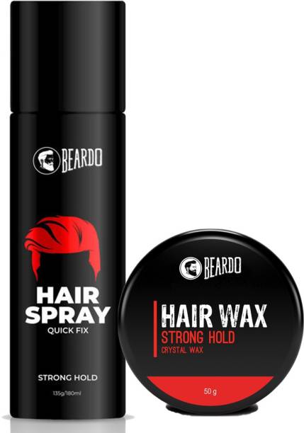 BEARDO Strong Hold Combo Hair Styling Kit with Hair Spray and Hair Wax Hair Spray