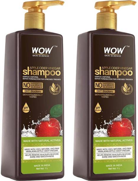 WOW SKIN SCIENCE Apple Cider Vinegar Shampoo - Restores Shine & Smoothness Pack of 2 - 2000ml