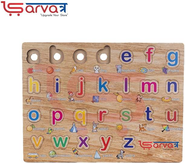SARVATR Wooden Puzzles for Toddlers, Kids Wood Small Alphabets Chunky Puzzles