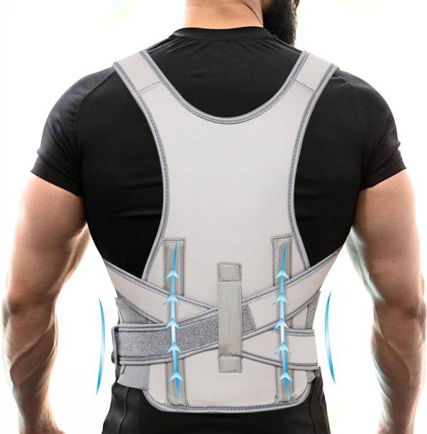Merrin Posture Corrector Back Belt For Men & Women. Back Pain Support (Grey) Back & Abdomen Support