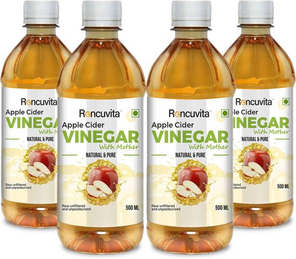 RONCUVITA Apple Cider Vinegar with Mother Vinegar- Raw, Unfiltered, UnRefined - Pack of 4 Vinegar