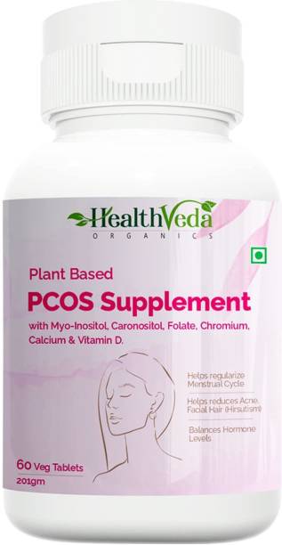Health Veda Organics PCOS Multivitamin Supplement with Myo-Inositol, Caronositol, Folate, Chromium
