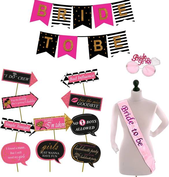 Miss & Chief Bride To Be Props And Decoration, Bridal Shower Decorations Set - Pack Of 13