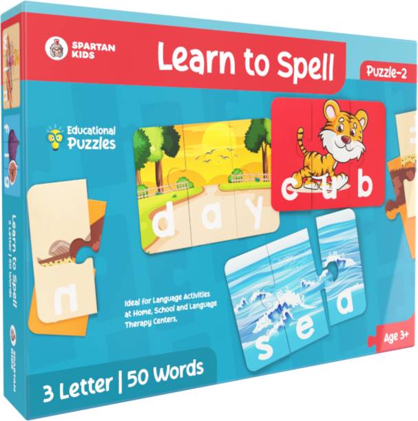 spartan kids Learn to Spell Puzzle 2 - 150 Piece Spelling Puzzle -3 Letter 50 Words (Age 3+)