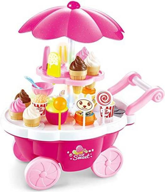 STOFFIER GARTEN Ice Cream Playset Toy Kitchen Set For Kids Girls Without Light Music