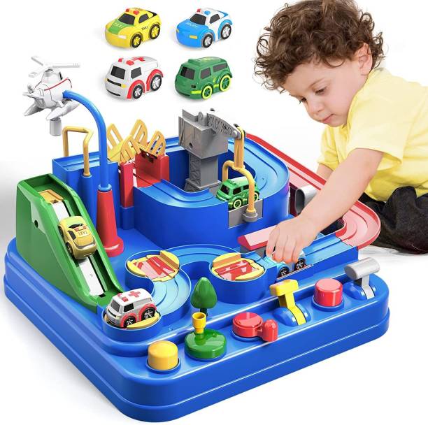 Hunk shopper's Race Tracks for Boys Car Adventure Toys for 3 4 5 6 7 8 Year Old Boys Girls, City Rescue Preschool Educational Toy Vehicle Puzzle Car Track Playsets for Toddlers