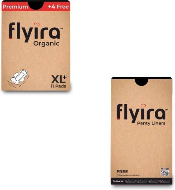 Flyira Organic XXL 11 Pads + 40 Panty Liners | Combo Of 40 Pantyliners & 11 Sanitary Pad