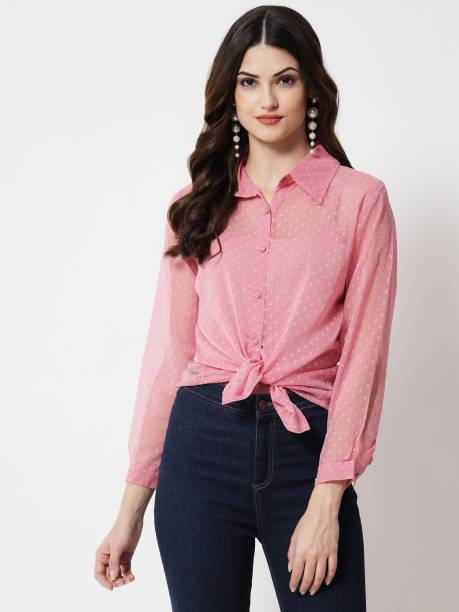 FUNDAY FASHION Women Solid Casual Pink Shirt