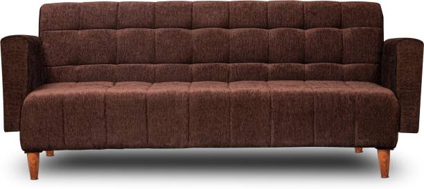 Seventh Heaven Lisbon 4 Seater Wooden Sofa cum Bed, Chenille Molfino Fabric: 3 Year Warranty Double Solid Wood Sofa Bed