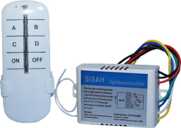 SiSAH Sisah 4 Way Wireless RF Remote Control Switch for...