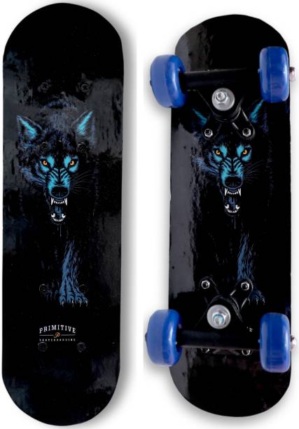 InsideHome Blue Fox Wood 17 inch x 5 inch Skateboard