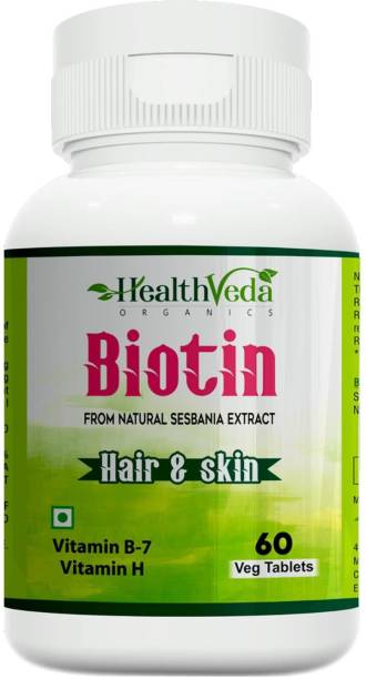 Health Veda Organics Biotin 10,000 mcg for hair and Skin with Vitamin B7, Vitamin H