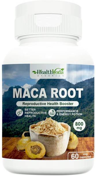 Health Veda Organics Maca Root Capsules Promotes Reproductive Health, Boosts Energy & Performance
