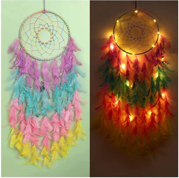 ILU Dream Catcher with Lights, Wall Hangings, Crafts, Home Décor, Balcony, Garden, Feather Dream Catcher