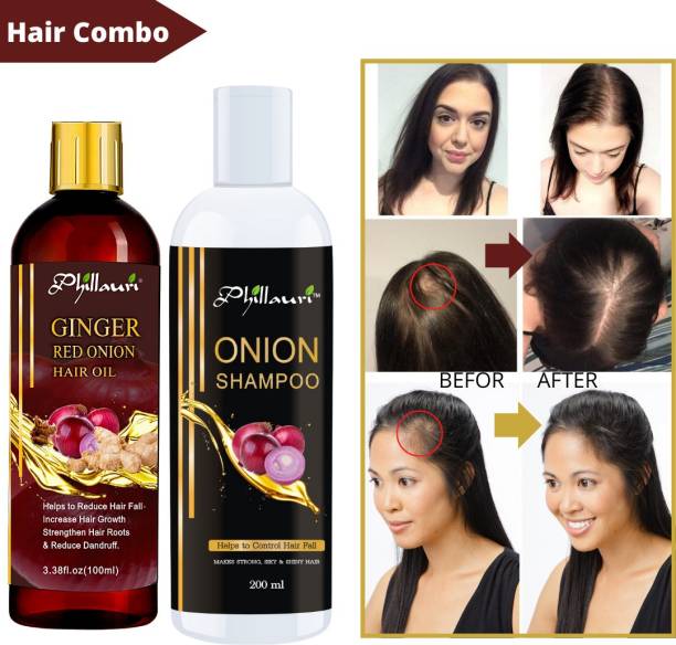 Phillauri Hair Combo of Ginger Onion Shampoo with Hair oil