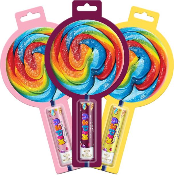 Mom & World Kidsy Natural Candy Floss Lip Balm + Kola Flavor Lip Balm + Fruit Candy Lip Balm Candy Floss + Kola Flavor + Fruit Candy