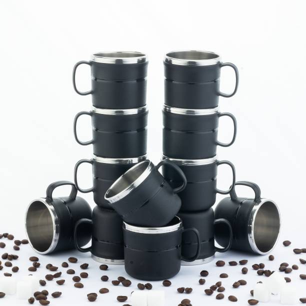 Flipkart SmartBuy Pack of 12 Plastic, Stainless Steel Tea Cups Set / Tea Mug / Tea Cups / Cups / Mugs / Mugs Set