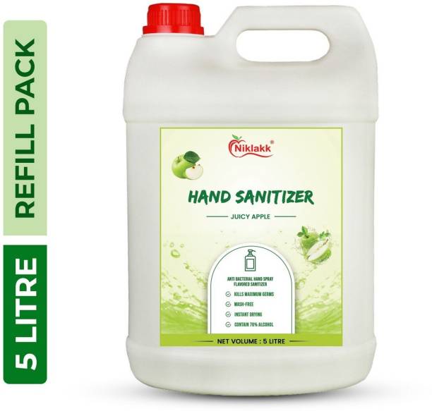 Niklakk Juicy Apple Instant ,Non-Sticky, Instantly Kills 99.99% Germs ,5 Ltr Hand Sanitizer Can