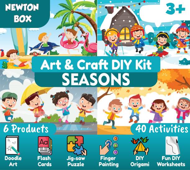 Little Olive "Newton Box 6 in 1 Art and Craft DIY Kit | Seasons Theme | 3 Years and above "