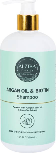 ALZIBA CARES Argan Oil and Biotin Shampoo Deep Moisturisation and Protection - 500ML