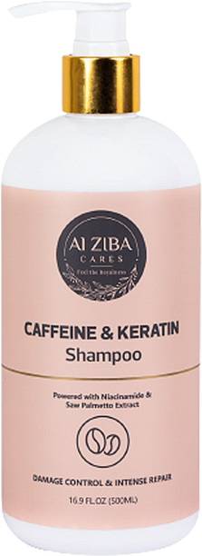ALZIBA CARES Caffeine and Keratin Shampoo Damage Control and Intense Repair - 500 ML