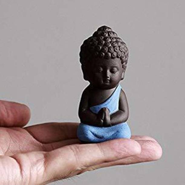 FABZONE Polyresin Gautam Buddha|Sitting Buddha | Samadi Buddha, Blue, 1 Piece Decorative Showpiece  -  8 cm