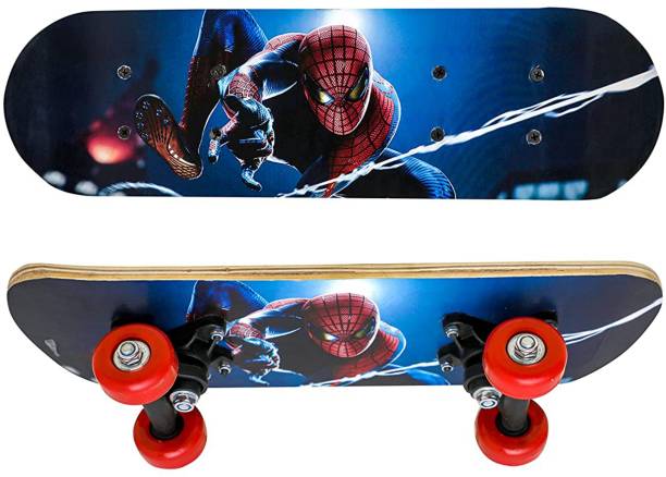 InsideHome Blue Spiderman Wood 17 inch x 5 inch Skateboard