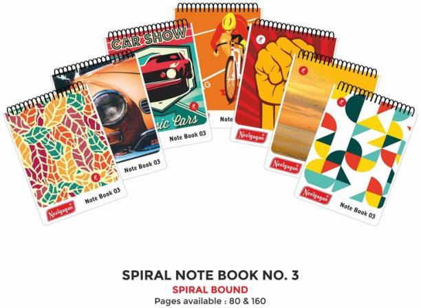 NEELGAGAN Spiral Note Book No. 3 Writing Note book Pocket Size P-20 (9.5 cm x 12.5 cm) Assorted Notebook Ruled 80 Pages