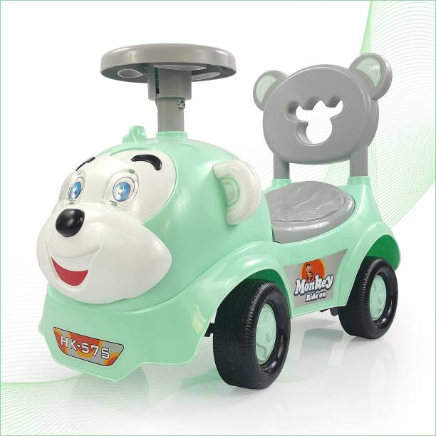 Miss & Chief Monkey Rideon for kids, Baby Car, Push Car for baby with Horn, Backrest Rideons & Wagons Non Battery Operated Ride On