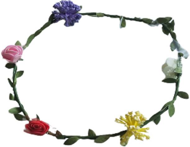 salvusappsolutions Multicolor Rose Flower & leaves Tiara/Crown for Women & Girls (Standard Size) Head Band