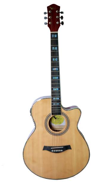 swan7 40 Inch Natural Glossy Semi-acoustic Guitar Spruce Rosewood Right Hand Orientation