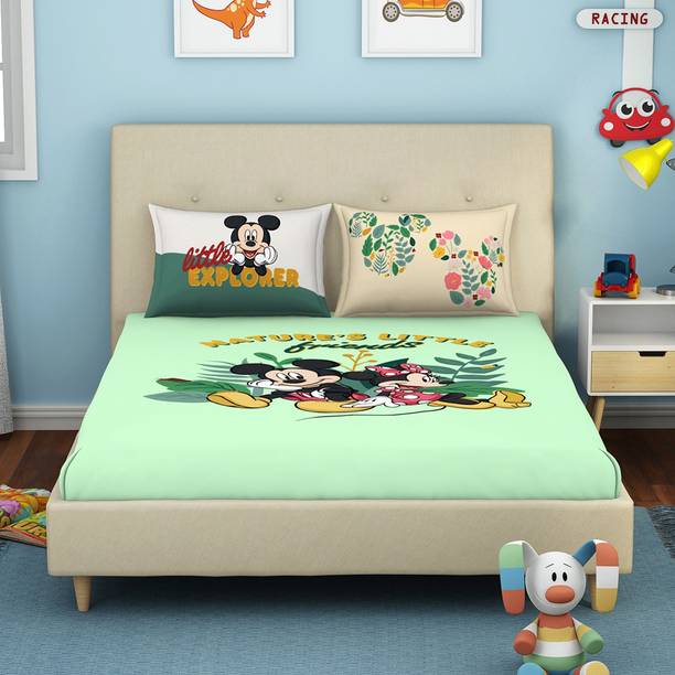 SPACES 180 TC Cotton Double Cartoon Flat Bedsheet