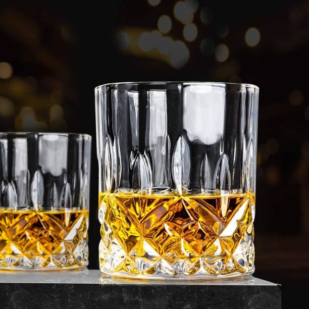 Staify (Pack of 2) Fashioned Whiskey Heavy Base Rock Glasses for Scotch, Wine, Bourbon, Soft Drinks Glass Set Whisky Glass