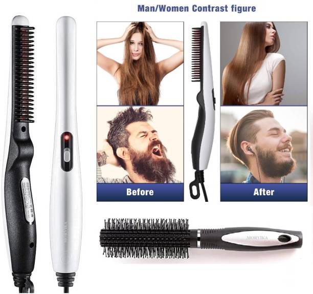 MORVIKA Hair Straightner Comb Brush For Men Women Hair Straightening and Round Comb Hair Straightner Comb Brush For Men Women Hair Straightening and Round Comb Hair Straightener Brush
