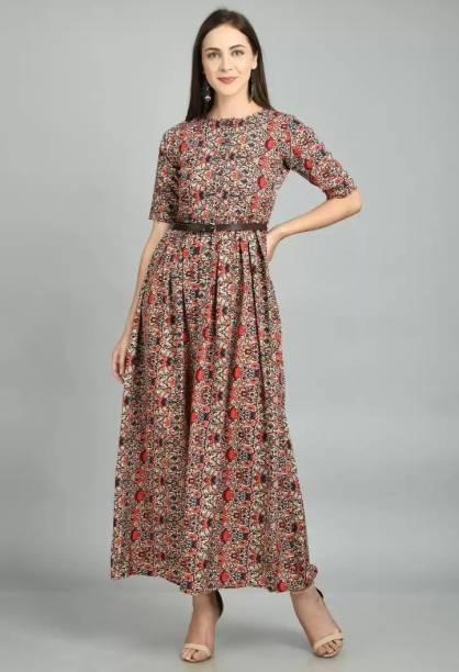 Women Fit and Flare Multicolor Dress Price in India