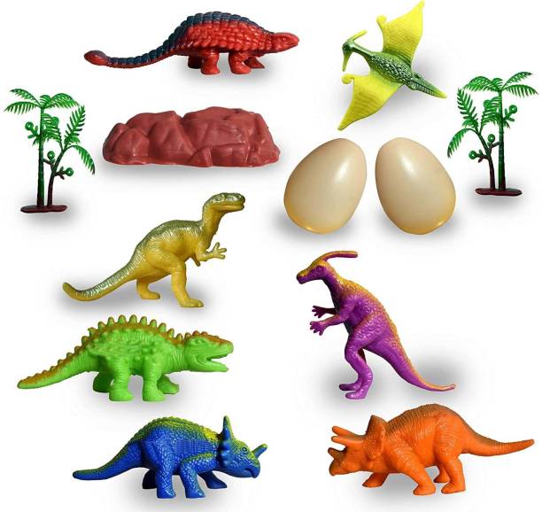 ASenterprises Set of 12 Dinosaur with Eggs Toy for Kids Action Figure Animal Jurassic Dragon