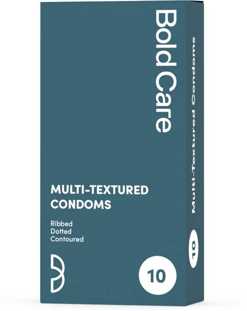 Bold Care Multi-textured Condoms - Pack of 10 - Ribbed, Dotted, & Contoured - Lubricated - Natural Latex Condom