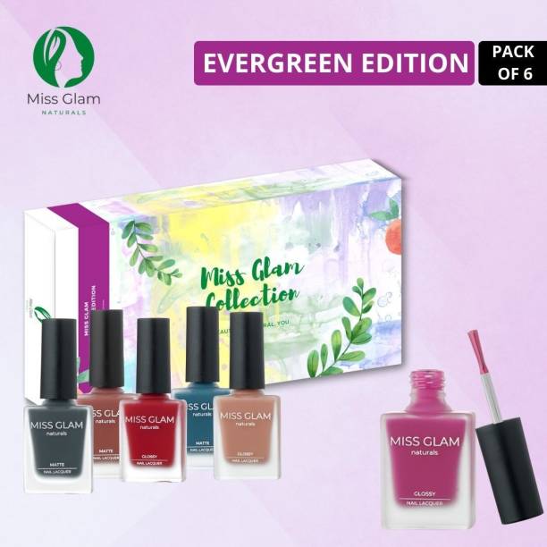 MissGlam Evergreen Edition Matte + Glossy Vegan & Cruelty free Nail Polish Multicolor