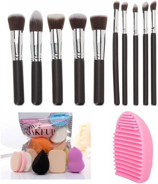 MY TYA 10 Piece Premium Makeup Brushes Set + 6 Piece Makeup Sponges + Brush Cleaner