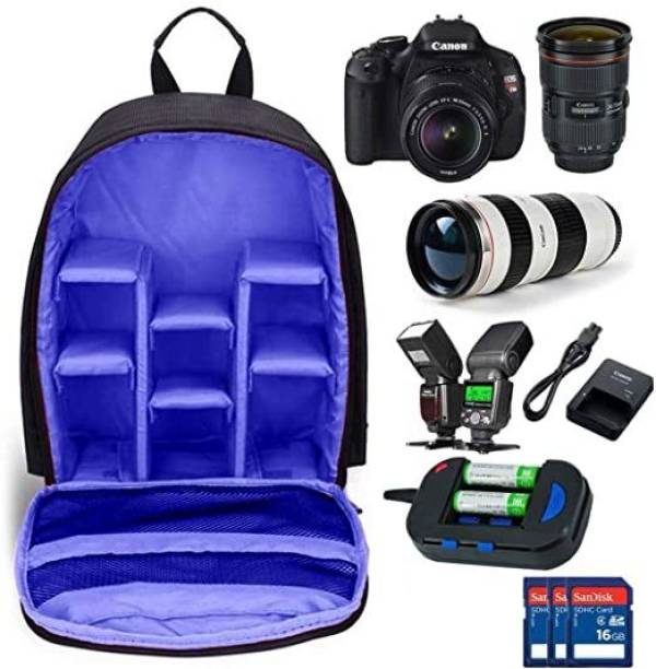 skynora DSLR SLR Camera Canon Nikon Sigma Olympus Camera Bag (Black, Blue)DSLR SLR bag  Camera Bag
