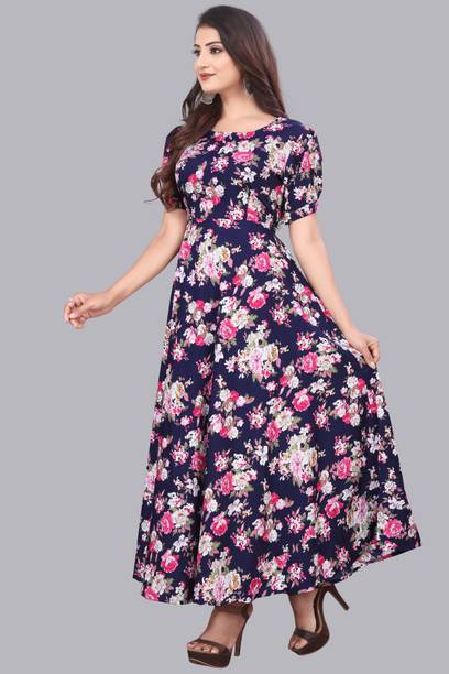 bodycon maxi dress Blue Floral Print Strappy Navy Blue Floral Print BestSeller Color:MUSTARD