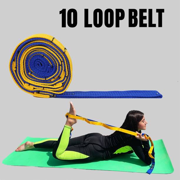DnF 10 Loop Design Yoga Belt for Stretching Exercises, Posture and Asanas Fitness Band