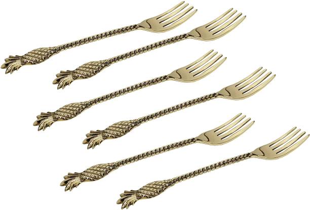 A & H ENTERPRISES Designer Forks Set of 6 pieces Brass Dinner Forks Pineapple Design Daily Use Brass Dinner Fork Set