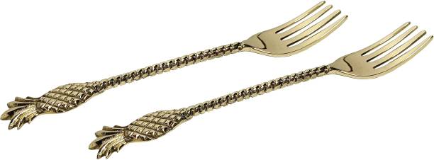 A & H ENTERPRISES Designer Forks Set of 2 pieces Brass Dinner Forks Pineapple Design Daily Use Brass Dinner Fork Set