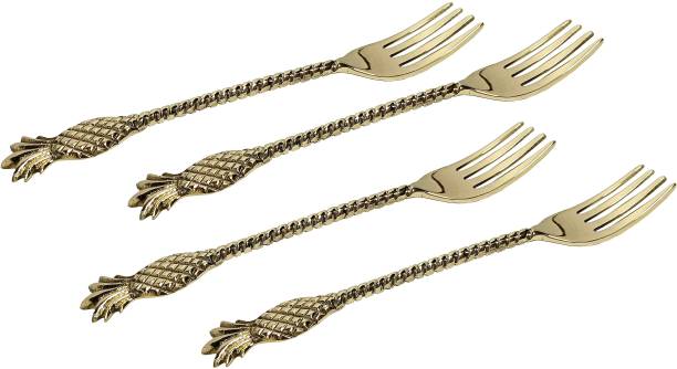 A & H ENTERPRISES Designer Forks Set of 4 pieces Brass Dinner Forks Pineapple Design Daily Use Brass Dinner Fork Set