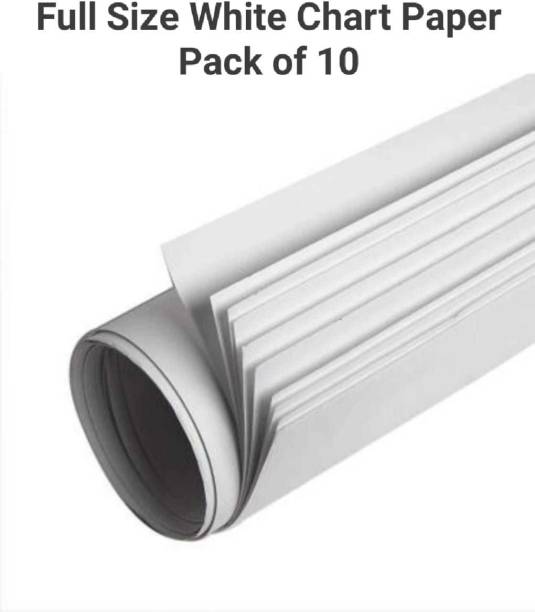 Sejas Collections | Pack of 10 | White BIG / FULL Size Chart Paper, Used in art and craft, collage, projects, props, decorations, posters etc. Plain / Unrulled, Size: 70x56 centimetres, Ideal for schools, home, College & Corporate craft projects, 200 gsm Multipurpose Paper
