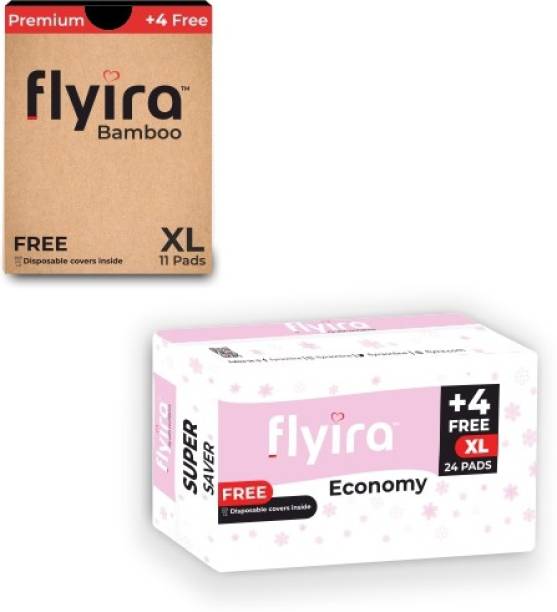 Flyira Bamboo XL 11 Pads + Economy XL 24 Pads | Combo of 35 Sanitary Pad