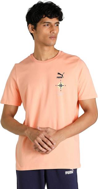 PUMA Graphic Print Men Round Neck Pink T-Shirt